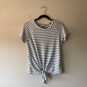 Alya striped tie front top